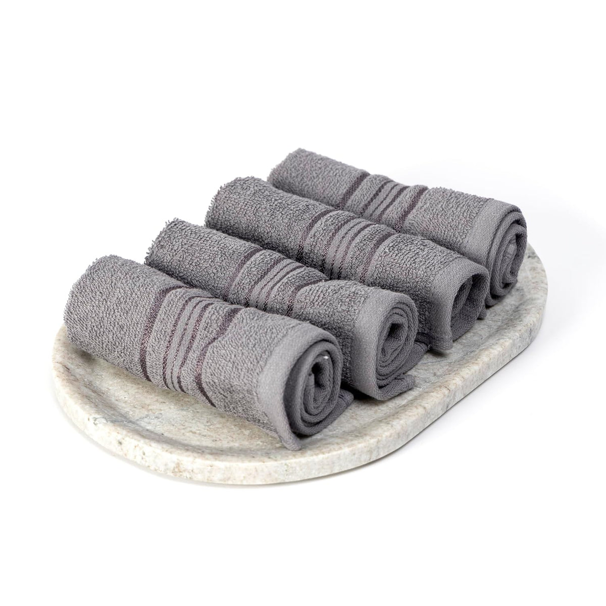 Akiko Home 100% Cotton Essential Series Face Towel 600 Gsm | Soft Absorbent & Durable Washcloth For Men & Women, Compact Travel Towel -Pack Of 4 (Grey)