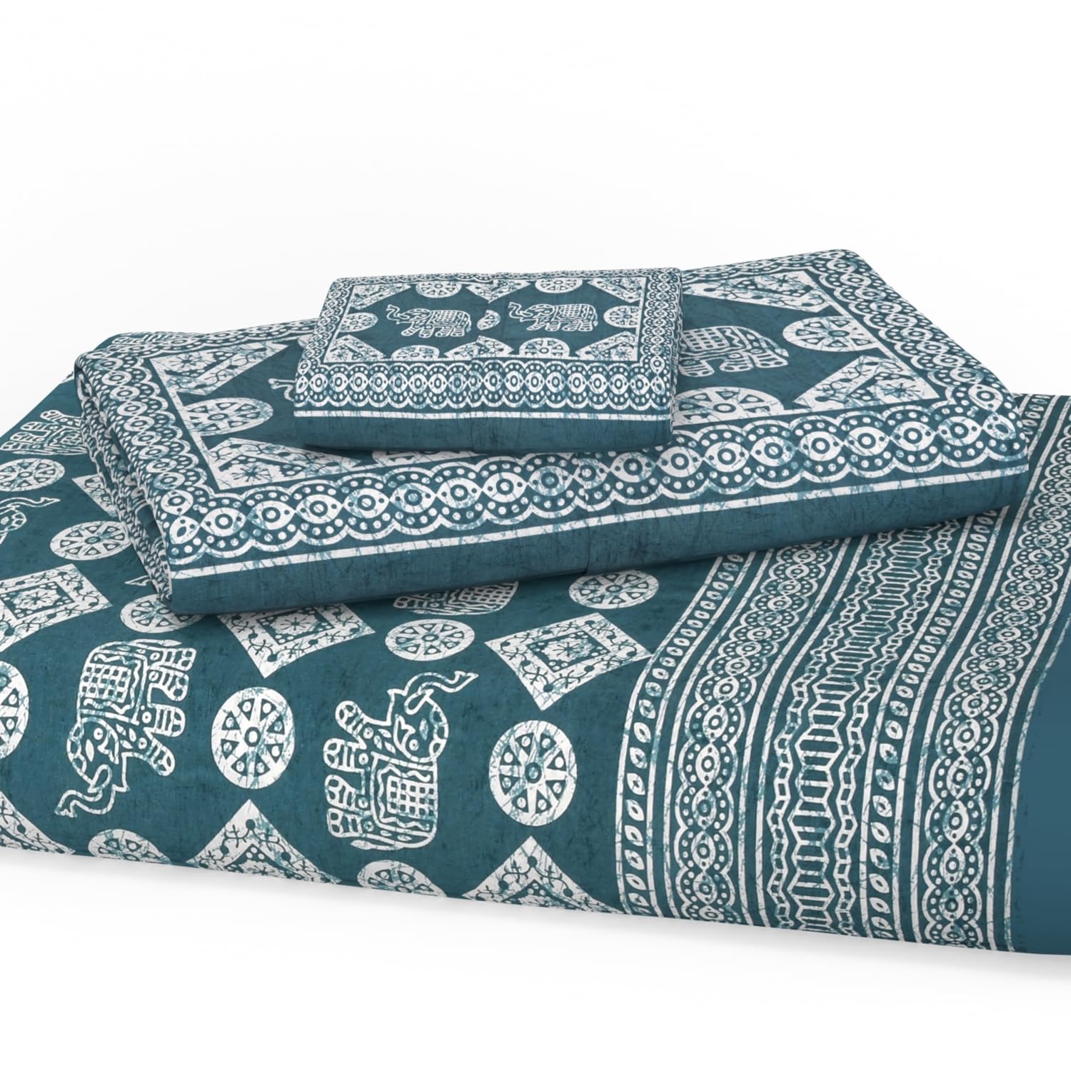 Printed Double Bedsheet For Queen Size With 2 Matching Pillow Cover | Size 90 X 100 Inches, Dark Green - Handloom Cotton Bedsheets For Double Bed | Soft & Smooth