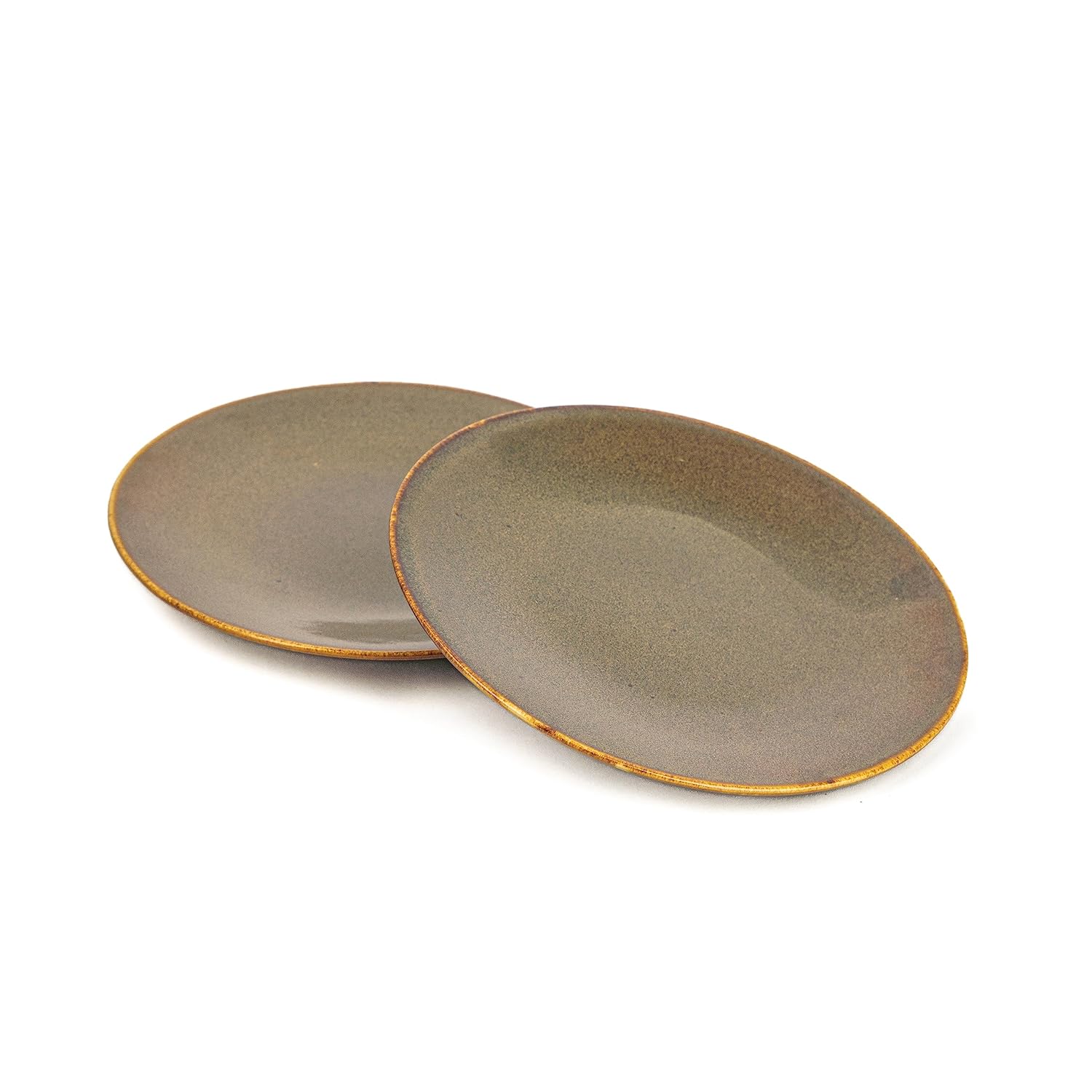 Quarter Plates Set Of 6, Brown Reactive Luxury Series | Stoneware Snacks Plates Set Of 6 | Dessert Plates - Snack Plates | Small Plates With Glossy Finish - Microwave Safe & Dishwasher Safe