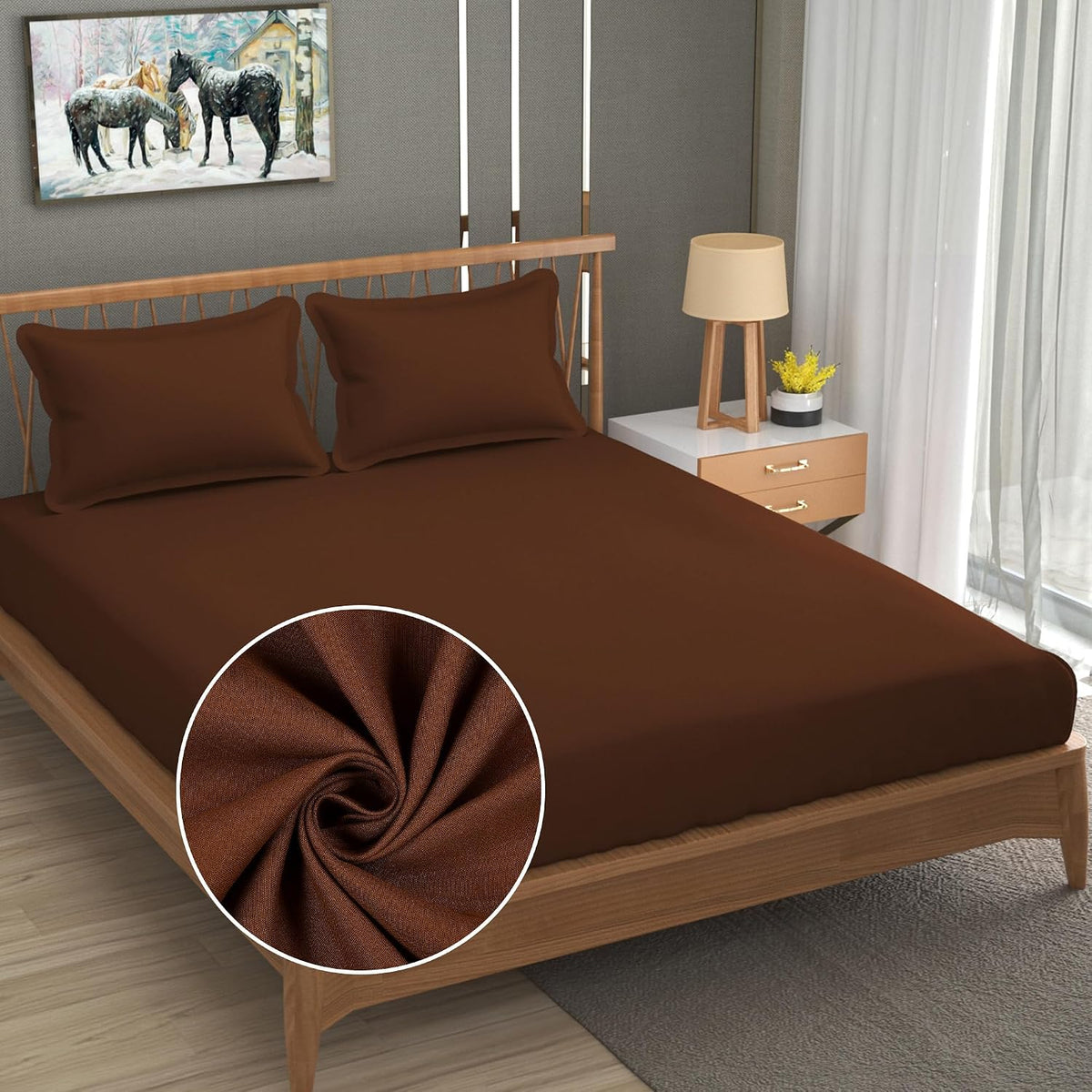 Queen Size Solid Plain Bedsheet Set Includes 2 Pillow Covers - 90 X 95 Inches, Copper | Exceptional Softness & Breathability | Premium Microfiber Material