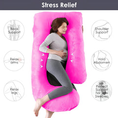 Pregnancy Pillow, Maternity Body Pillow For Sleeping, G Shaped Pillow, Pink - 55 Inch | Full Body Pillow, Lightweight, Foldable, Breathable, Removable Velvet Cover, Adjustable - Pack Of 1