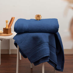Vilasiya Plushwave 100% Cotton Bath Towel 650 Gsm | Zero Twist Yarn Luxurious Soft & Extra Absorbent Bath Towel (Blue)