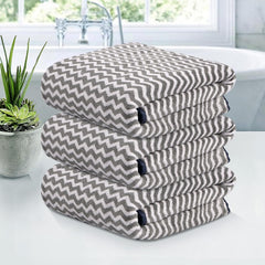 Kuber Industries Microfiber Bath Towel 1050 Gsm | Large Size Soft Quick Dry & Absorbent Shower Bath Towel (Zig Zag - Grey)- Pack Of 3