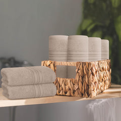 Boutiquo Ultra Soft 100% Cotton Washcloths 1800 Gsm | Contains Face Cloths Compact & Lightweight Multi Purpose Washcloths - Tan (12 Piece)