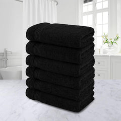 Bless Berries Soft Comfort 100% Cotton Bath Towel 3000 Gsm | Large Size Bathroom Towel For Men & Women (Black) - Pack Of 6