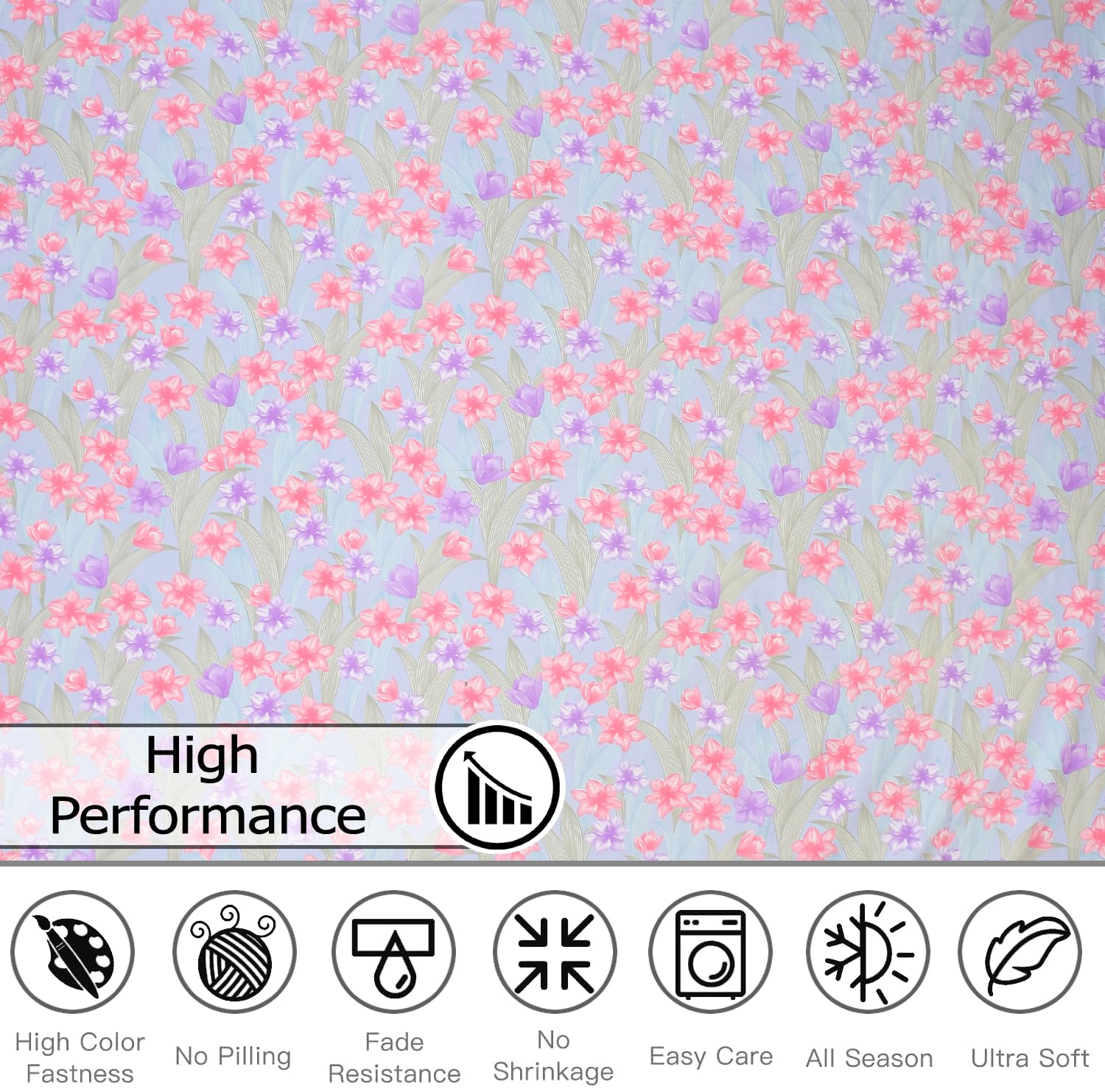 Soft Cotton Single Size Bedsheet With 1 Pillow Cover | 60 X 90 Inches, Blue & Pink | Anti-Fade Printed Design | 200 Thread Count