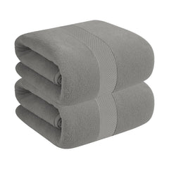 House Of Terry 100% Cotton Bath Towel 900 Gsm | Quick Dry, Soft & Absorbent, Fade-Resistant, Skin-Friendly For Men & Women Towel (Grey) - Pack Of 2