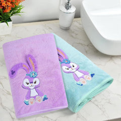 Maxoshine Microfiber Kids Bath Towels Quick Dry Super Absorbent Super Soft Bath Towel For Babies Toddler-Baby Towel (Purple/Green, Pack Of 2)