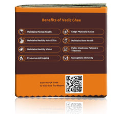 Vedic Ghee Premium A2 Gir Cow Cultured Desi Ghee From Kesariya Farm | Vedic Bilona Two Way Churned | Indian Gir Cow Ghee, Pure A2 Ghee, Natural & Healthy, Non-Gmo | Lab Certified (250ml) | 8.4 Ounce