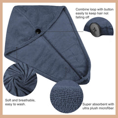 Sassoon Venir Microfiber Hair Wrap Towel 450 Gsm | For Women With Smooth Texture Super Absorbent Quick Dry Hair Turban (Denim)