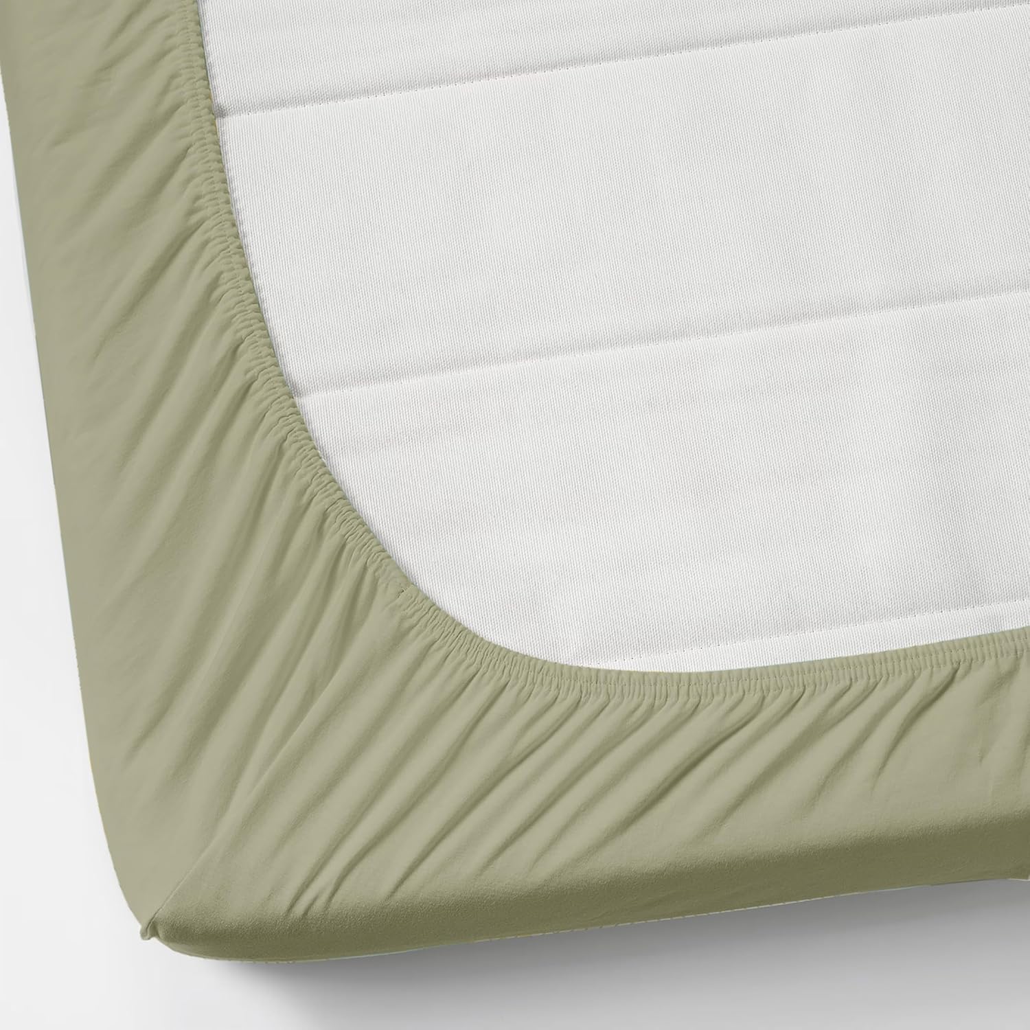 Plain Cotton King Size Elastic Fitted Bedsheet With 2 Pillow Covers - 72 X 78 X 8 Inches, Light Green | Ideal For Home Bedrooms, Hotel Rooms, Guest Bedsheet
