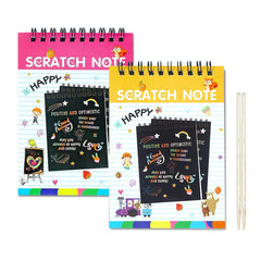 Scratch Notepad For Kids, Theme A1 With Magical Rainbow Color, Portable & Travel-Friendly, 2Pcs