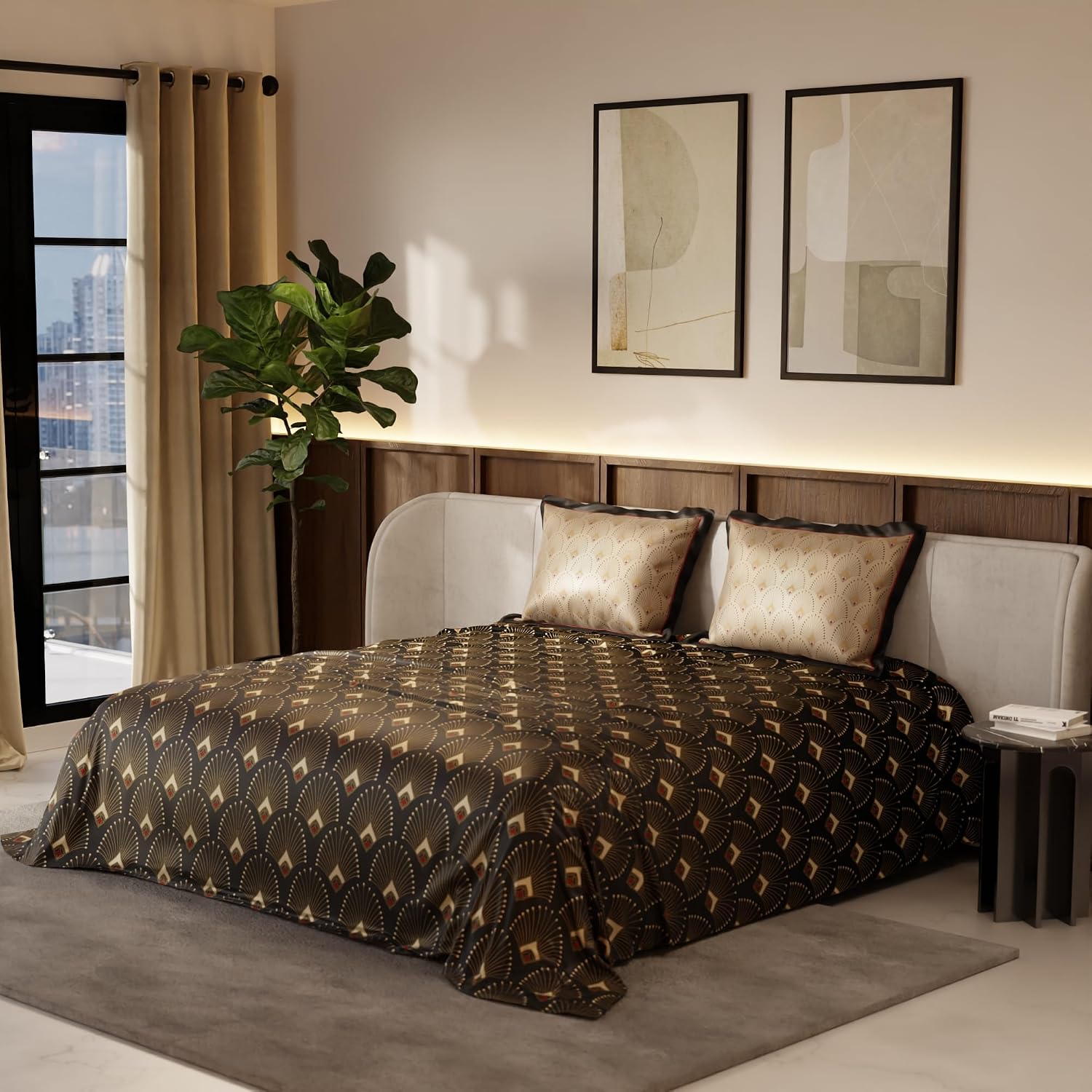 Premium Bedding Set King Size Bedsheet With 2 Pillow Covers | 90 X 108 Inches, Brown & Beige | Ultimate Comfort, Breathable - Wedding Gift For Couples