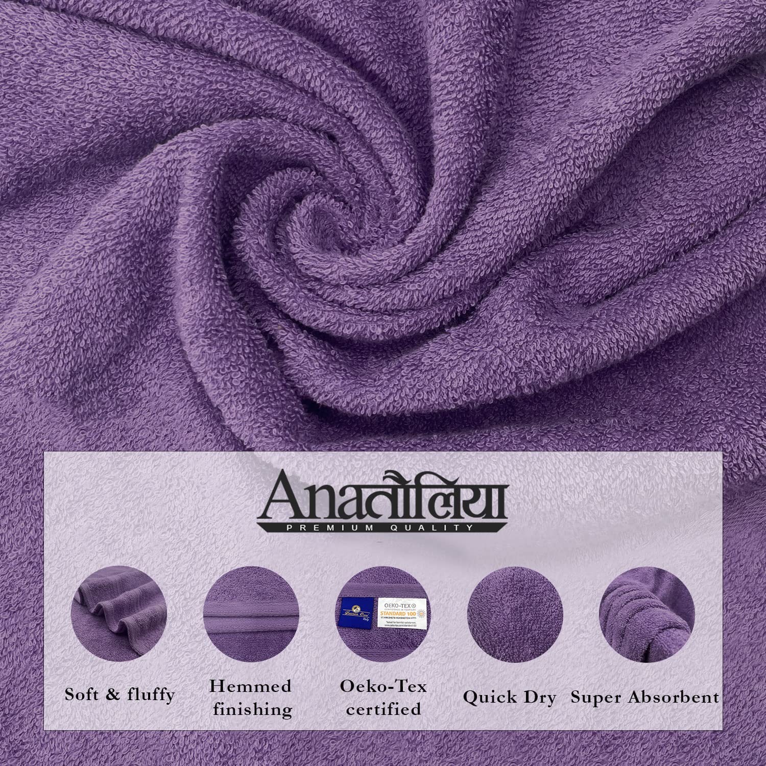 Sassoon Anatolia Bath + Hand & Face Towel 900 Gsm (Grape) - Pack Of 3