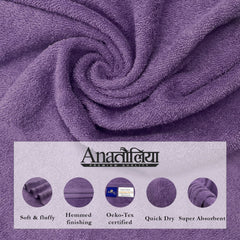 Sassoon Anatolia Bath + Hand & Face Towel 1200 Gsm (Grape) - Pack Of 5
