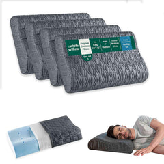 Cervical Pillow, For Neck Pain & Shoulder Pain Relief, Grey - King Size | Cool Gel Memory Foam Pillow For Sleeping | Orthopedic Pillow For Spondylitis, Neck Support Medical Pillow - Set Of 4