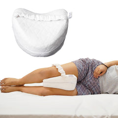Memory Foam Knee Pillow For Sleeping, Leg Pillow For Pregnancy - White | For Back Pain, Side Sleepers, Sciatica & Knee Pain Relief | Knock Knee Pillow For Leg Support, Zipper Velvet Cover