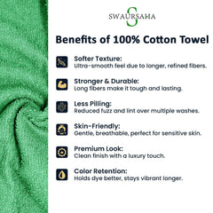 Swaursaha Premium Cotton Hand Towel 200 Gsm | Ultra Soft, Quick Dry, Super Absorbent Towel (Green)