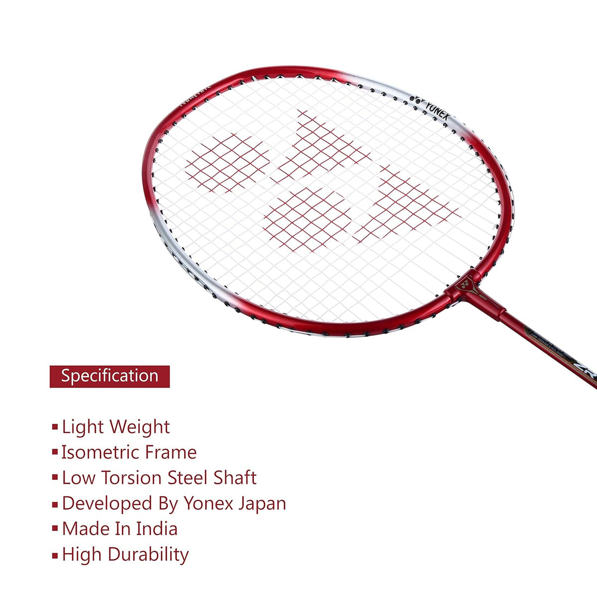 Yonex ZR 100 LIGHT Aluminium Badminton Racquet With Full Cover, Set Of 2 | Colour - Black + Red, Grip Size - G4 3 3/4 inches