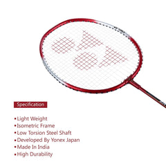 Yonex ZR 100 LIGHT Aluminium Badminton Racquet With Full Cover, Set Of 2 | Colour - Black + Red, Grip Size - G4 3 3/4 inches