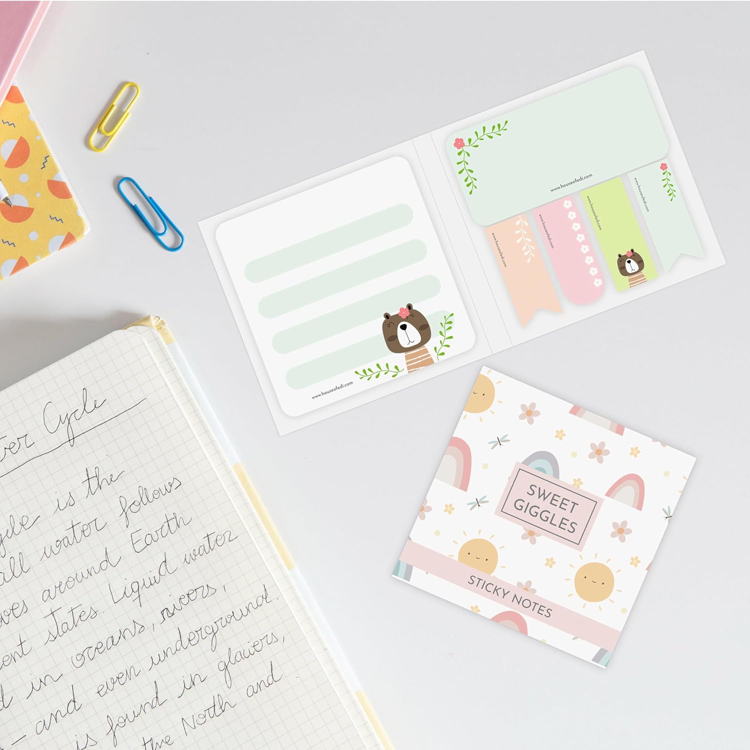 Sticky Notes, Creative Beautiful Designs, Sweet Giggles, 150 Sticky Sheets Total - Multicolor
