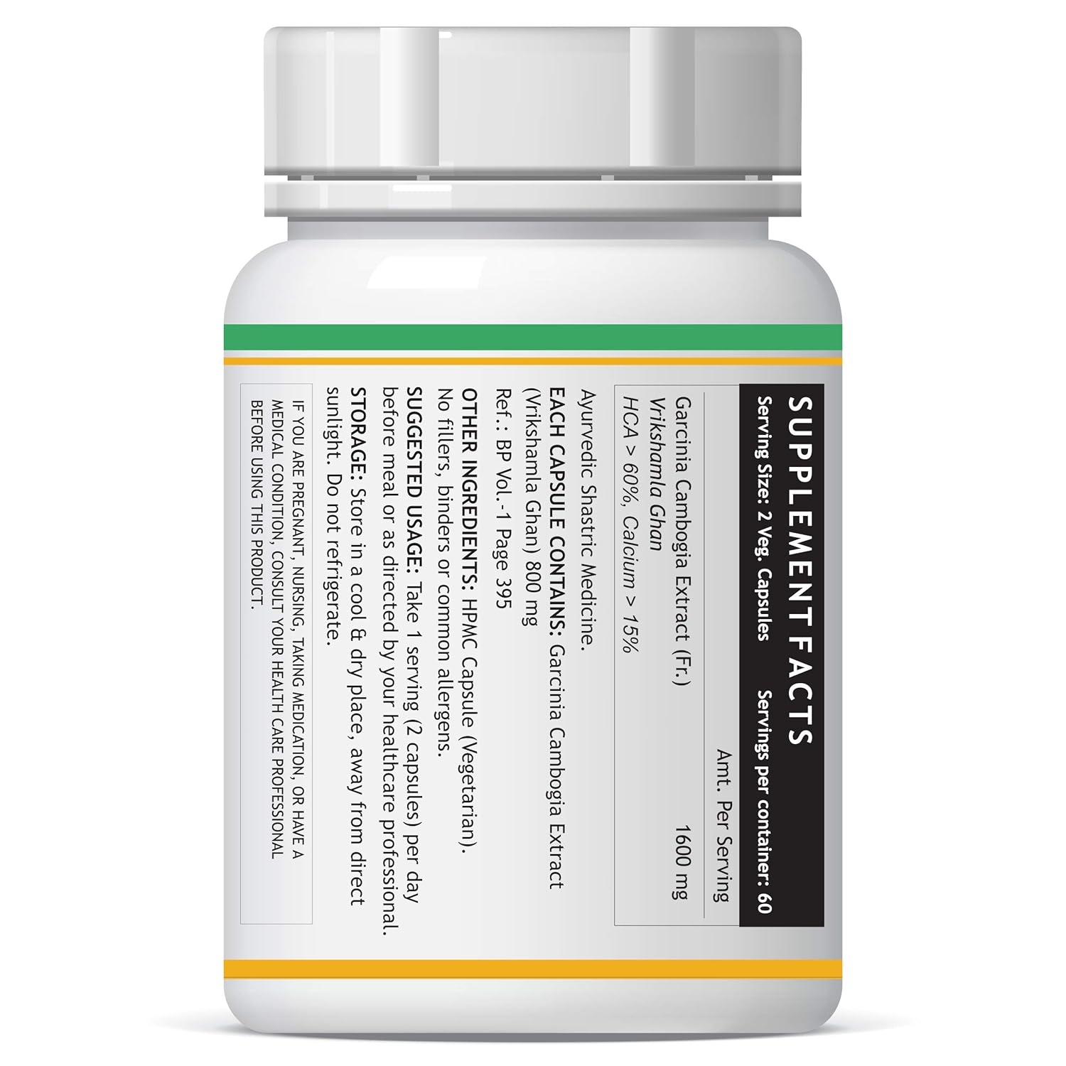 Inlife Garcinia Cambogia Capsules Fruit Extract With 60% Hca, Ayurveidc Herbal Supplement For Men & Women, 1600mg | 120 Vegetarian Capsules 150gm 0.3lbs