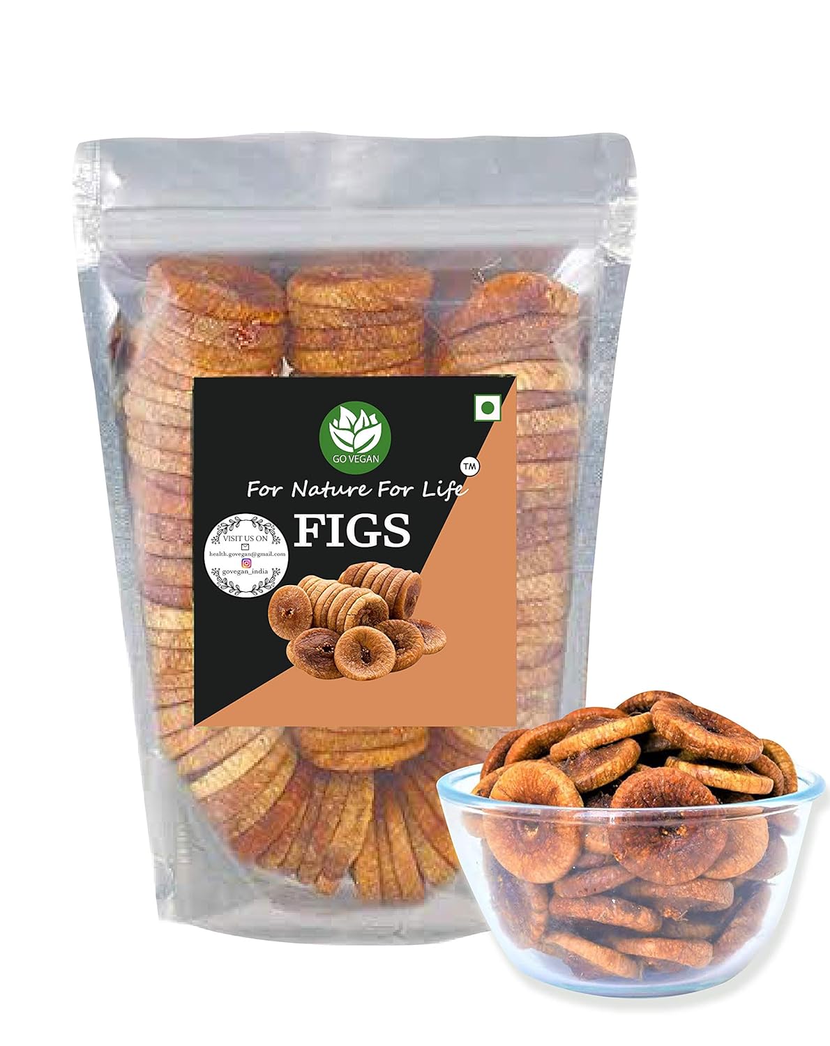 100% Natural Fresh Dry Figs Anjeer By Go Vegan 1kg, | Premium Healthy Nutritious Snack Dry Fruits | 35.2 Ounce | Pack Of 1