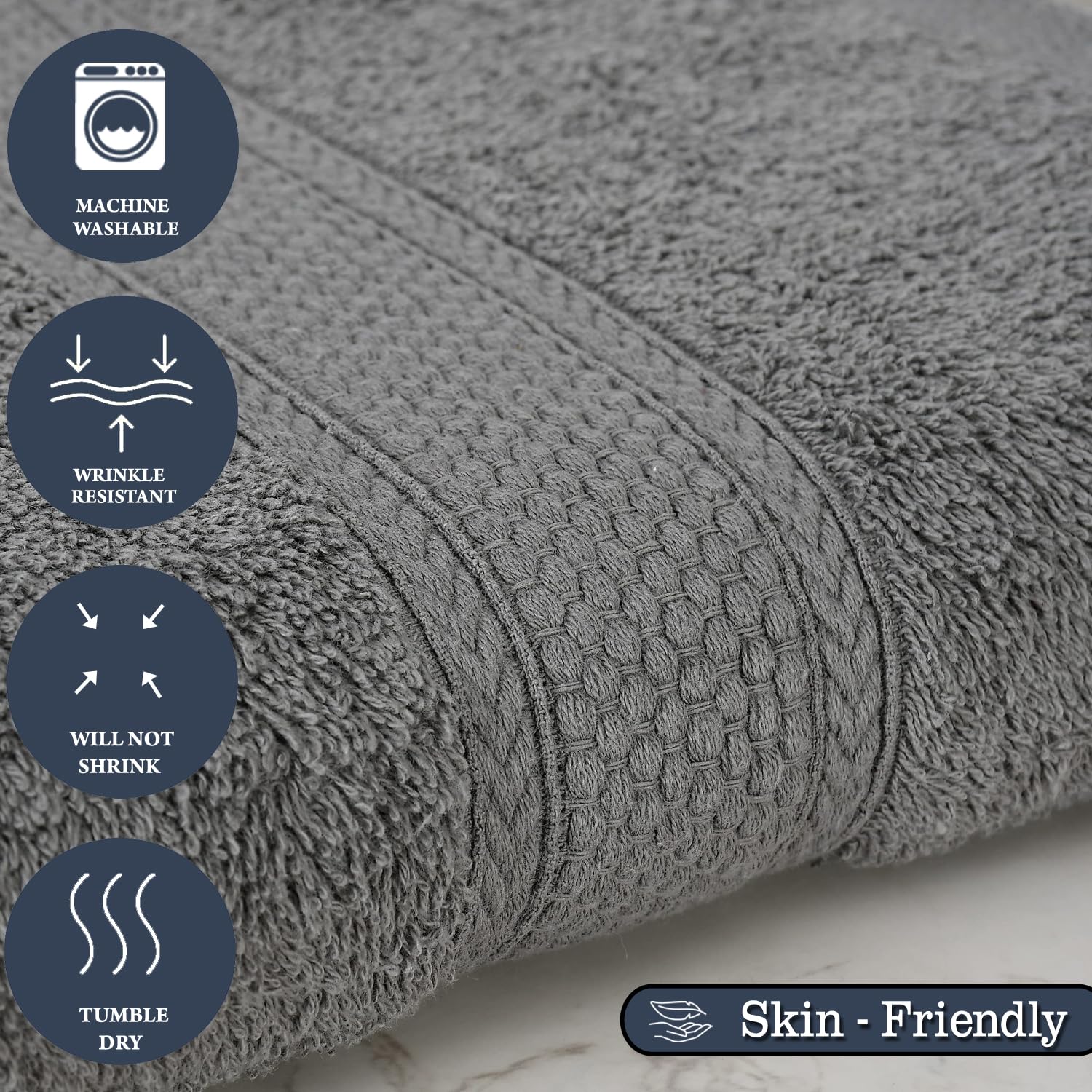 Fresh From Loom Luxury Edition Egyptian 100% Pure Cotton Bath Towel 600 Gsm | High Water Heavy Soft Dual Stitched Bath Towel (Charcoal Grey)