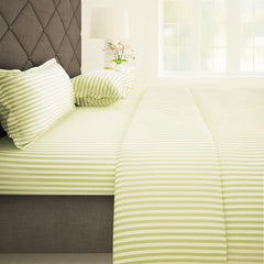 Satin Stripes King Size Cotton Bedsheet With 2 Pillow Covers - 108 X 108 Inches, Off White | Perfect For Home Decor, Guest House | Ideal For All Seasons