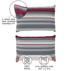 Queen Size Bedsheet With 2 King Size Pillow Covers - 88 X 100 Inches, Grey & Red | Ideal For House, Hotel, Guest Room | Soft & Breathable