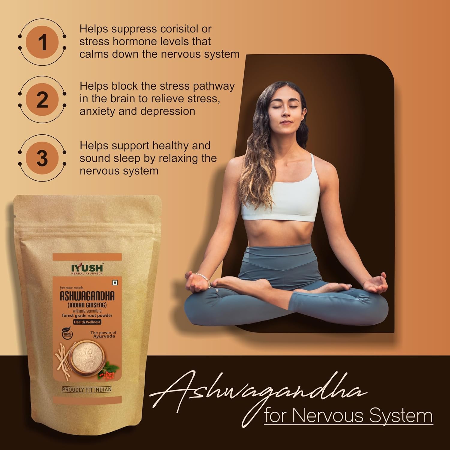 Iyush Herbal Ayurveda Ashwagandha Powder, Help Boost Immunity & Overall Health, 100% Forest Variety Herbs | 400gm 0.8lbs