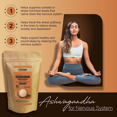Iyush Herbal Ayurveda Ashwagandha Powder, Help Boost Immunity & Overall Health, 100% Forest Variety Herbs | 400gm 0.8lbs