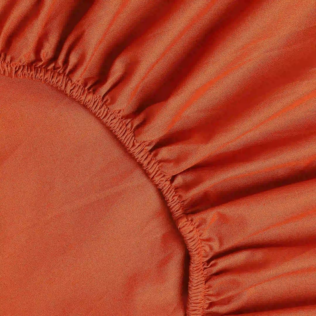 Queen Size Bedsheet For Double Bed With 2 Pillow Cover - 60 X 78 Inches, Terracotta | 100% Cotton, Soft & Breathable - Bedsheet Collection