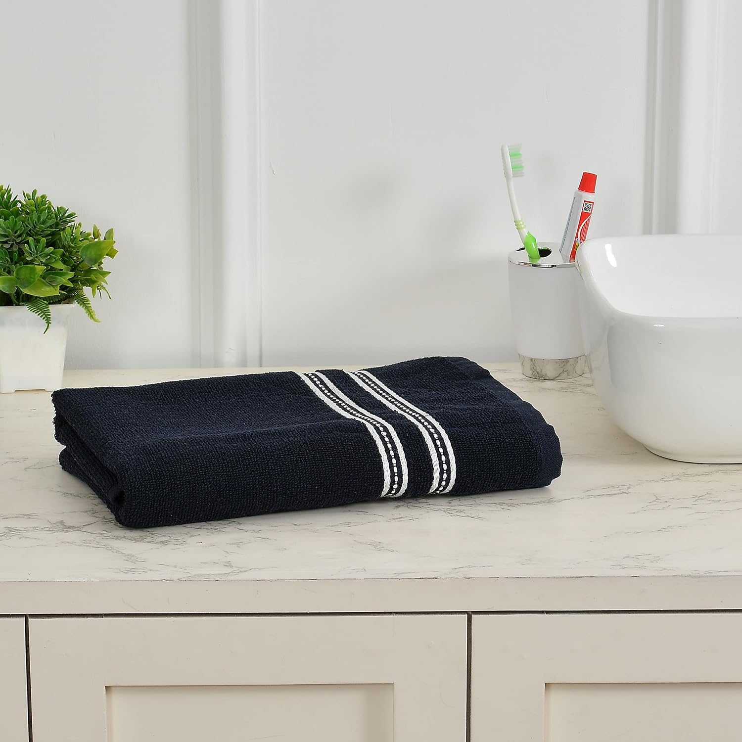 Cotton Bolls Polycotton Large Size Terry Cotton Bath Towel 400 Gsm (Navy)