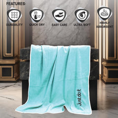 Housse Premium Soft Microfiber Embroidery Bath Towel 350 Gsm | Soft Absorbent Quick-Drying Sweat Towel (Just Do It - Fluroescent)