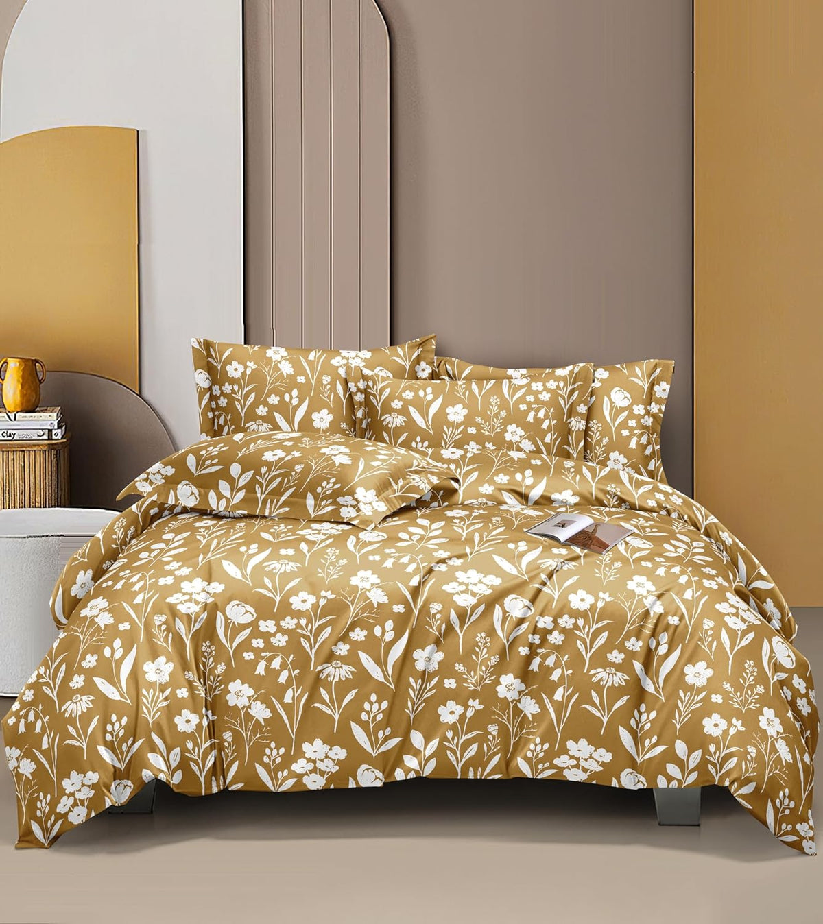 Printed King Size Double Bed Bedsheet With 2 Pillow Cover | 72 X 78 Inches, Brown | All Around Elastic Fitted Bedsheet | Softness & Comfortable Rest In Any Season
