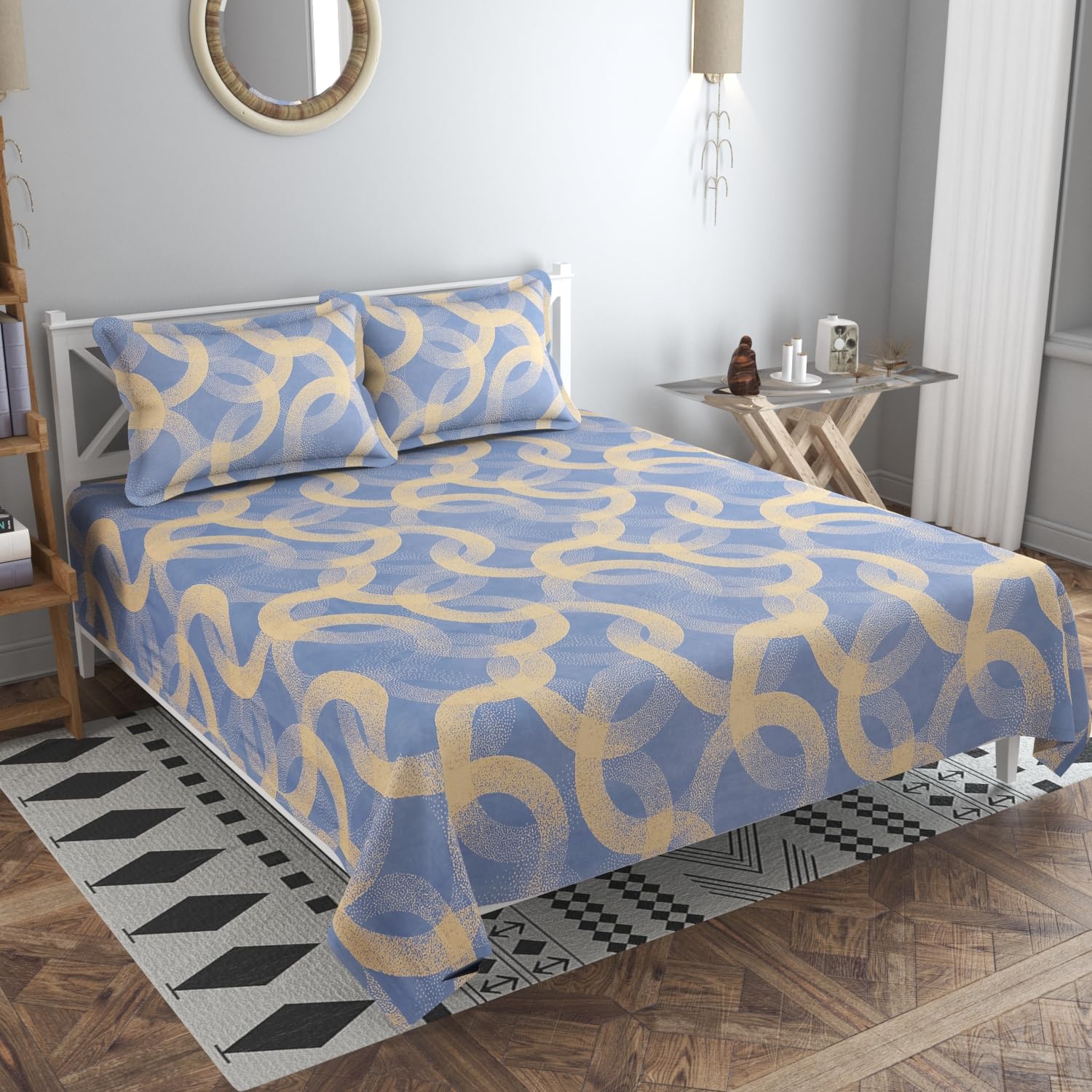 Cotton 1 AC Comforter Set King Size 1 Double Bedsheet With & 2 King Pillow Covers - 90 X 100 Inches, Light Grey | Suitable For All Weather Season - 4 Pcs Bedding Set