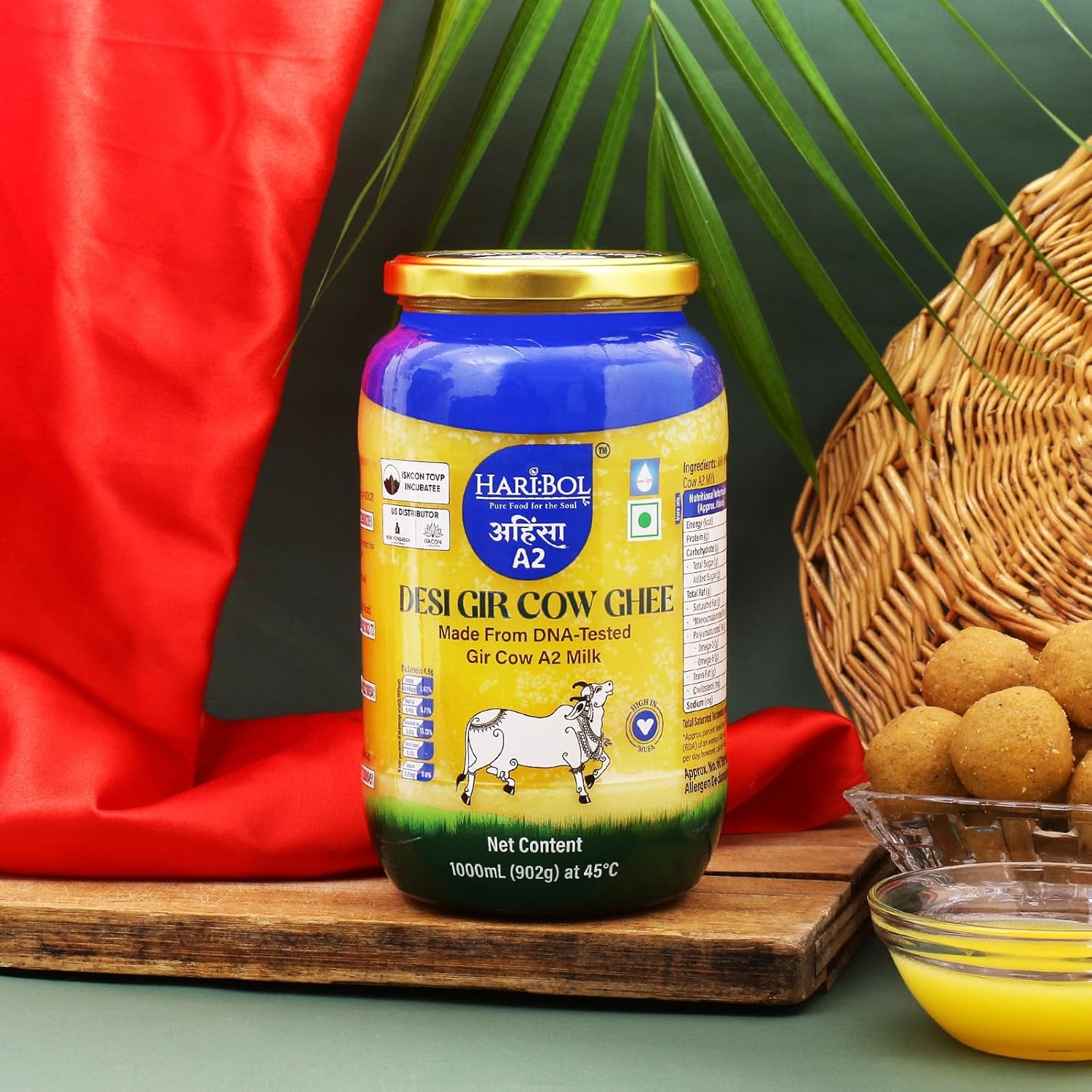 Pure Natural A2 Desi Gir Cow Ghee By Hari:Bol | Pure Healthy Cow Ghee Perfect For Weight Management | (1 Litr) 33.8 Ounce | Jar Pack