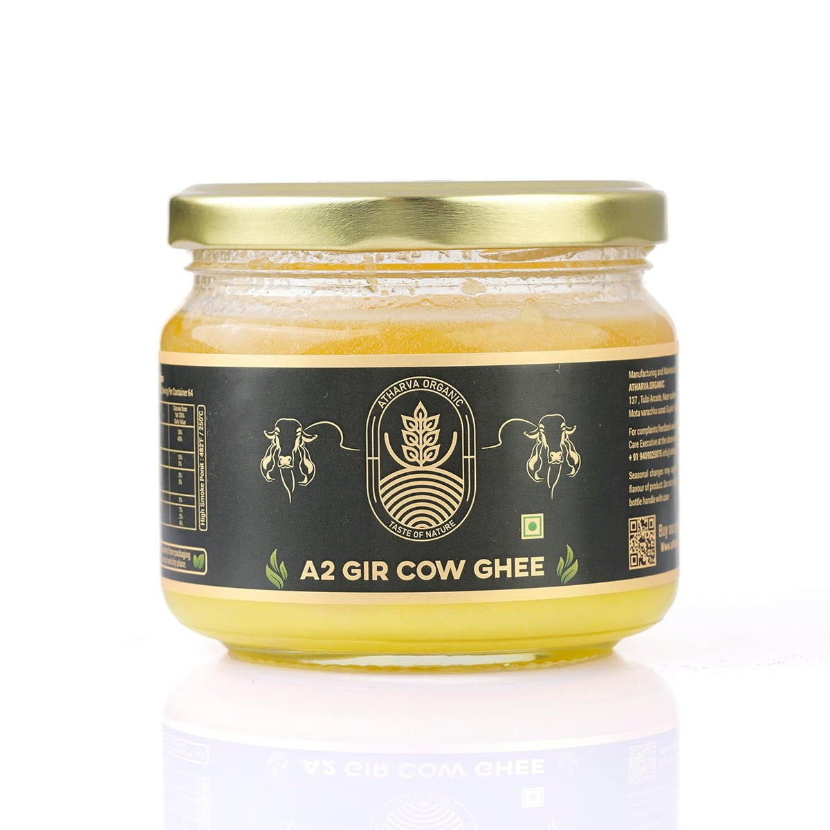 Premium A2 Desi Gir Cow Ghee By Atharvaa Organic | Natural & Healthy Protein Fiber Desi Cow Ghee Perfect For Improves Digestion | (250ml) 8.4 Ounce | Jar Pack