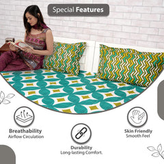100% Cotton Single Bedsheet With 1 Matching Pillow Covers - 57 X 87 Inches, Green | All Weather Comfort & Bedroom - Softness & Natural Breathability