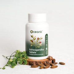 Oceanic Ashwagandha 250mg Tablet Helps Release Stress Boost Energy, Strength, Stamina Rejuvenates Mind & Body, General Wellness | 60 Veg Tablets 100gm 0.2lbs