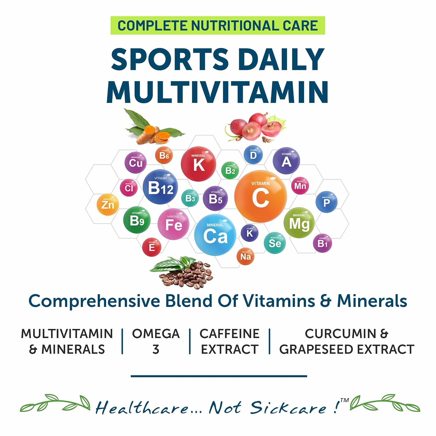 Bliss Welness Sports Multivitamin For Men & Women With Vitamins, Amino Acid, Taurine, Creatine, Caffeine For Stamina, Strength, Joint & Muscle Health | 60 Tablets , 100gm 0.2lbs