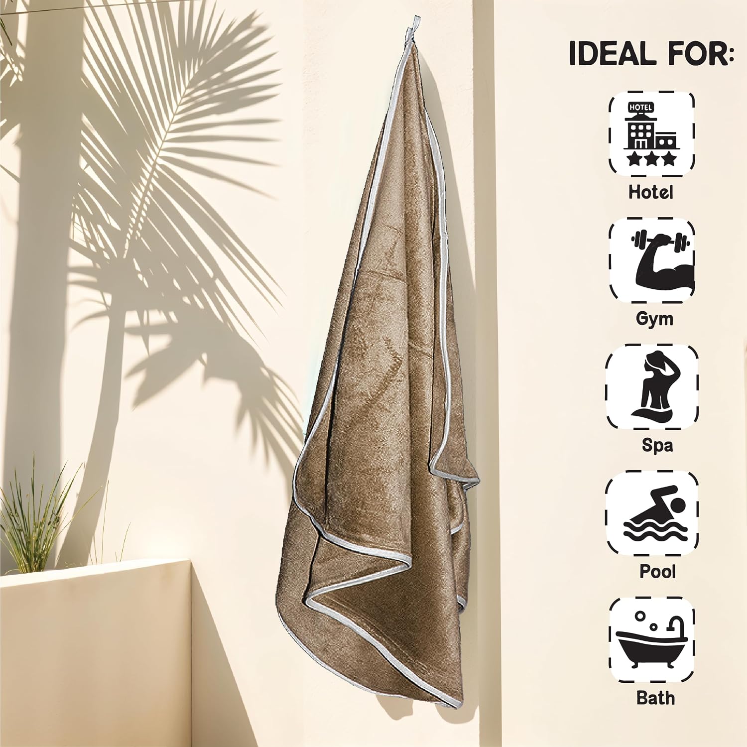 Housse Premium Soft Microfiber Embroidery Bath Towel 350 Gsm | Soft Absorbent Quick-Drying Sweat Towel (Quality - Brown)