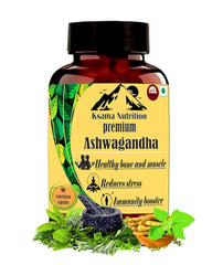 Ksama Nutrition Ashwagandha Root Extract 5% Withanolides 500mg Capsules Anxiety & Stress Relief, Energy & Endurance, Immunity Booster | 60 Veg Capsules 100gm 0.2lbs