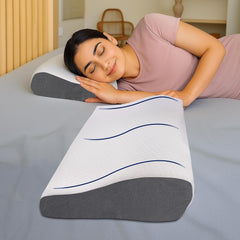 Orthopedic Contour Memory Foam Cervical Pillow, White & Grey -19.5x11x3.5 Inch | Neck & Shoulder Pain Relief | Ergonomic Support For Spinal Alignment & Better Sleep - Adjustable Pillow