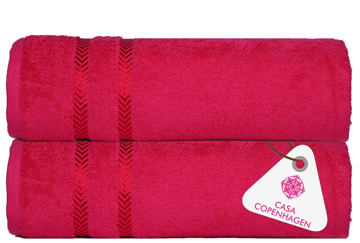 Casa Copenhagen Egyptian Cotton Exotic Hand Towel 400 Gsm (Candy Pink)- 2 Pcs