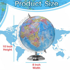 World Globe For Kids Learning 8 Inch With Metal Stand, For Office Table, Students, Gift For 10 Years Boy, Globe For Home Decor & Office Desk, Pack Of 1