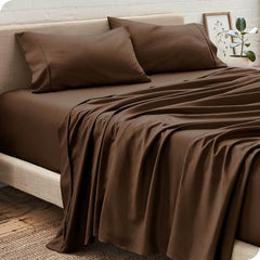 Perfect Flat Queen Size Bedsheet With 2 Matching Pillow Cover - 90 X 100 Inches, Chocolate | Natural Breathable & Wrinkle Free | 400 Thread Count