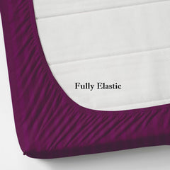 Cotton Elastic Fitted King Size Double Bed Bedsheet With 2 Pillow Covers - 72x78x6 Inches, Dark Pink | Durable Bedsheets For Everyday Comfort