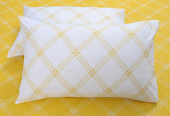Single Bedsheet Cotton With 1 Pillow Cover - 55 X 88 Inches, Yellow & White | Lightweight, Soft & Breathable - Perfect For Gifting On Weddings Bedsheet